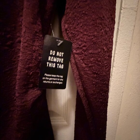 Express Textured Burgundy Ruched Wrap Dress – Long Sleeve, Size L (NWT) - Picture 5 of 5